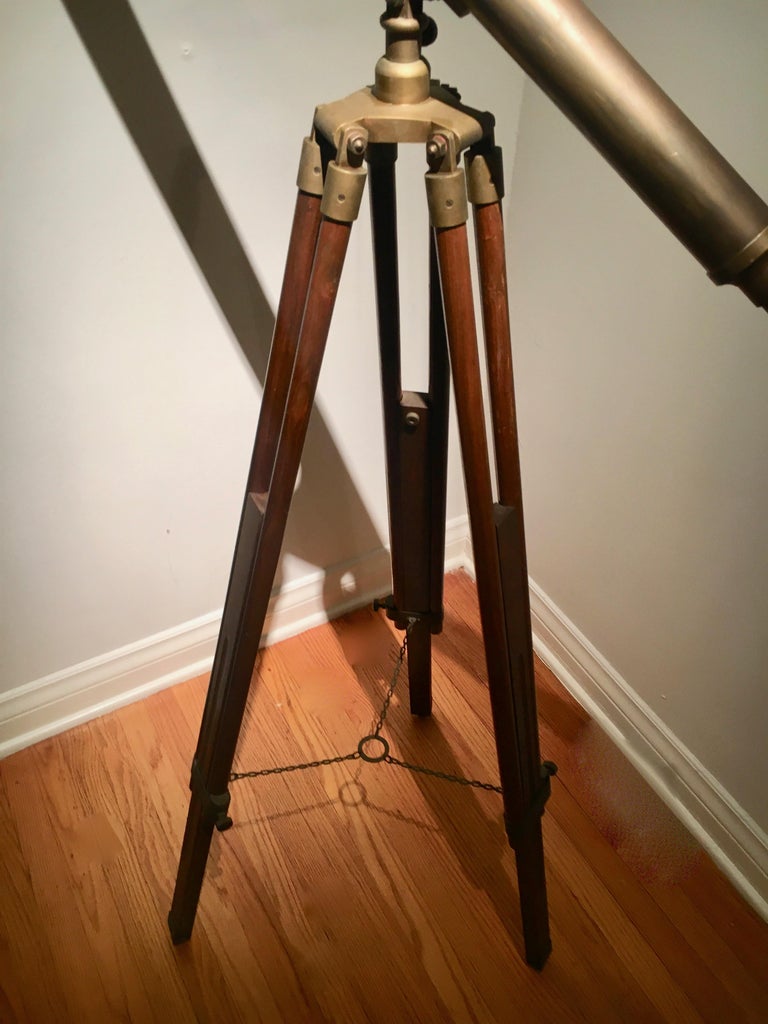 Brass Telescope with Adjustable Wooden TriPod Base at 1stDibs wooden