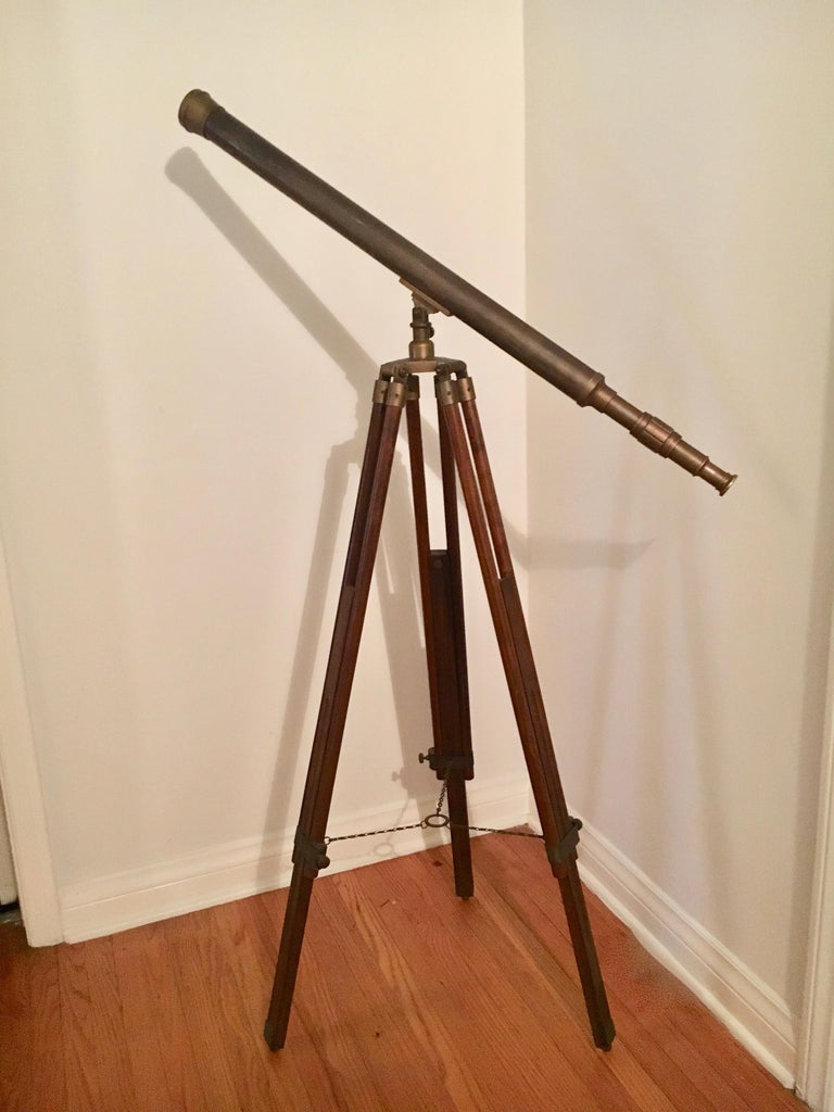 Brass Telescope with Adjustable Wooden TriPod Base at 1stDibs wooden