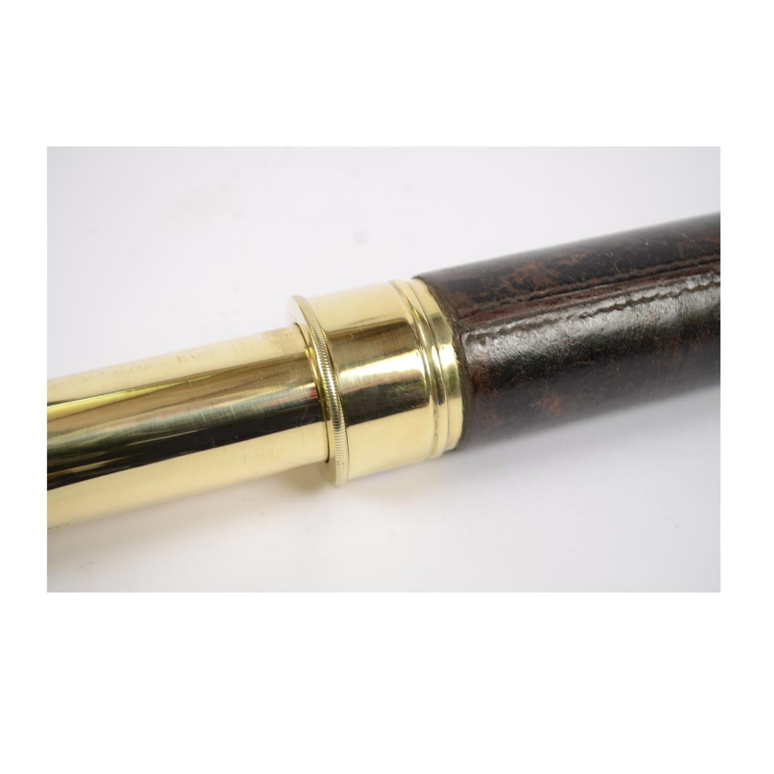 Brass Telescope with Leather-Covered Handle 6