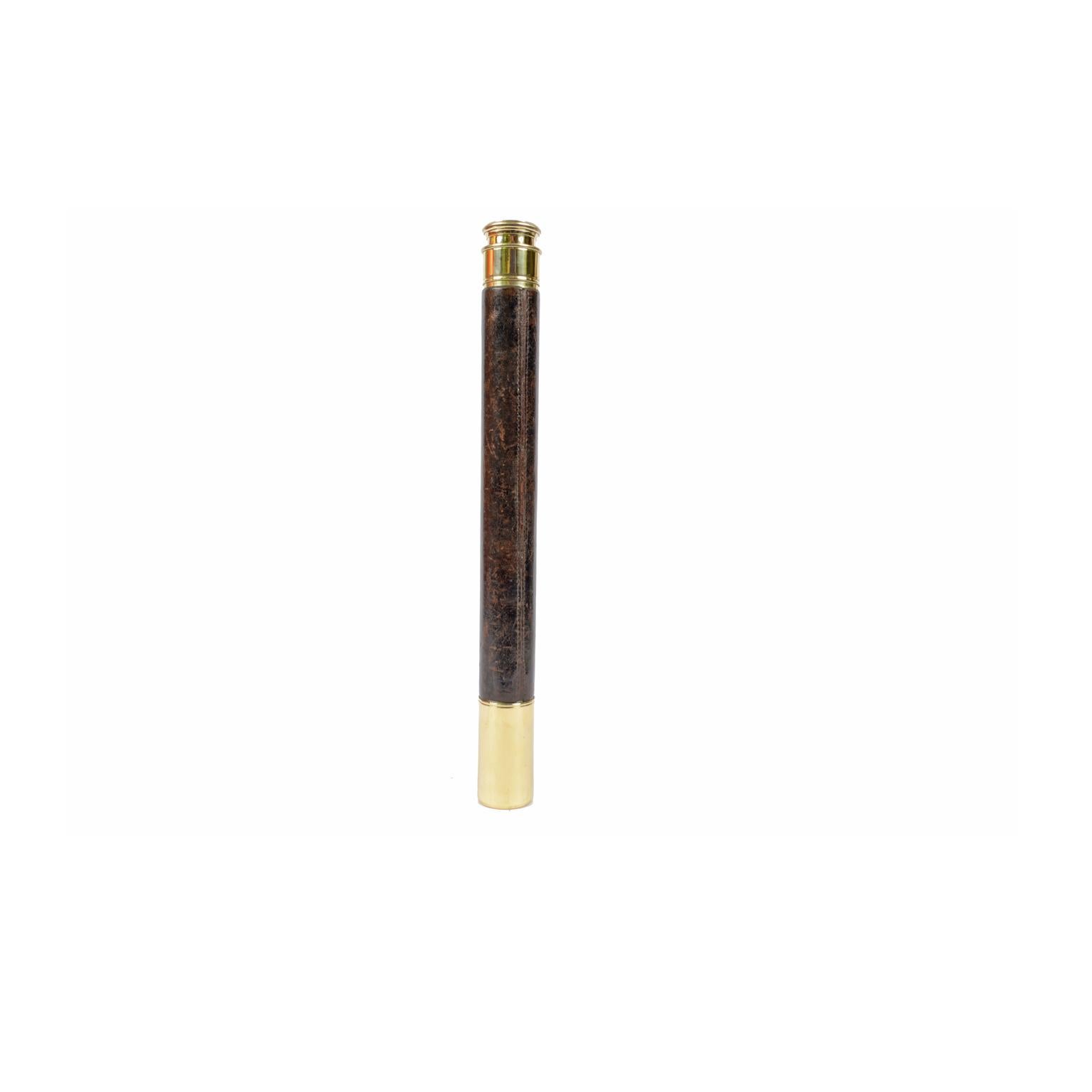 Brass Telescope with Leather-Covered Handle 1