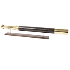 Antique Brass Telescope with Leather-Covered Handle