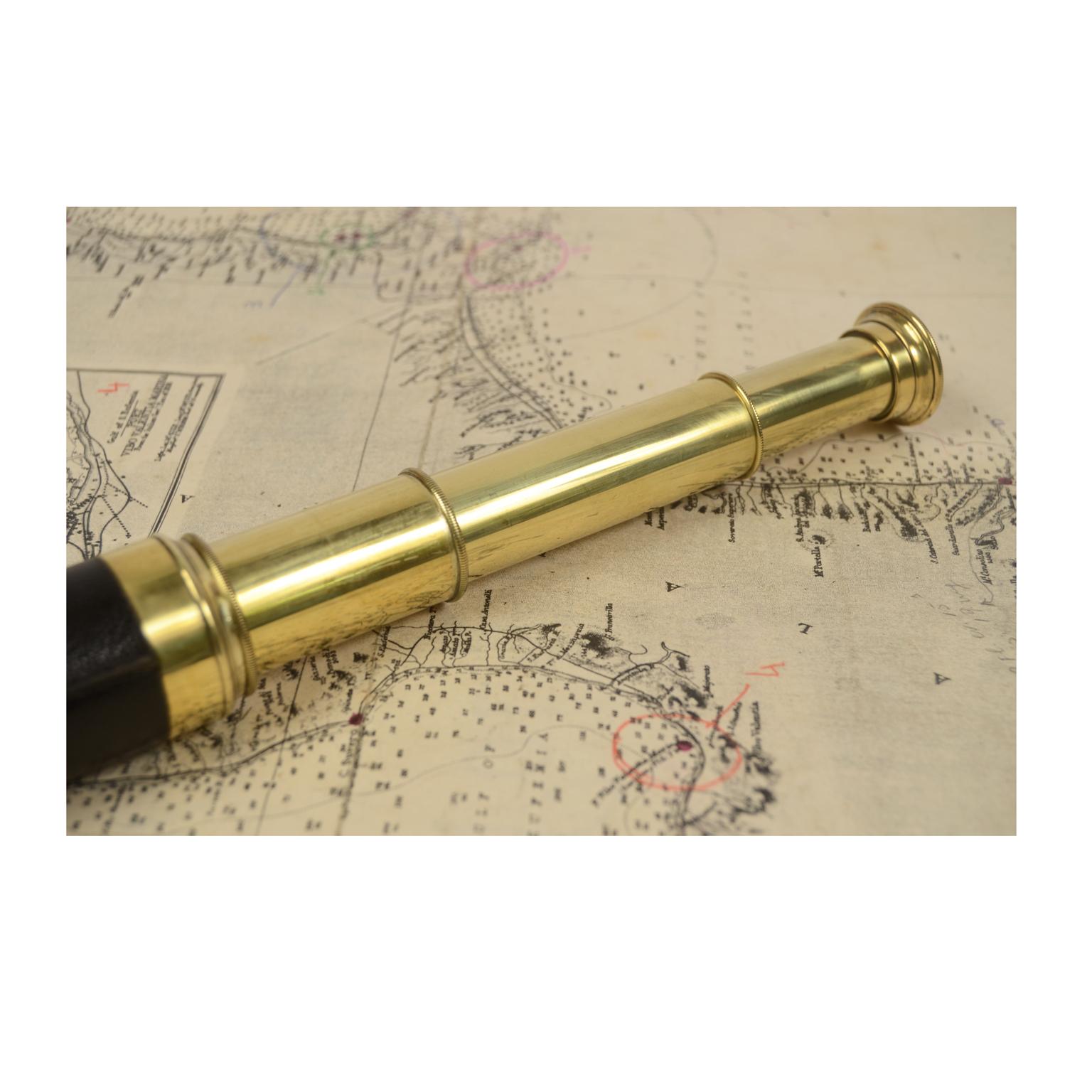Brass Telescope with Leather Handle, France, 1860 7