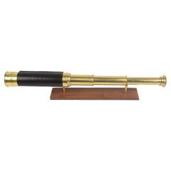 Antique Brass Telescope with Leather Handle, France, 1860