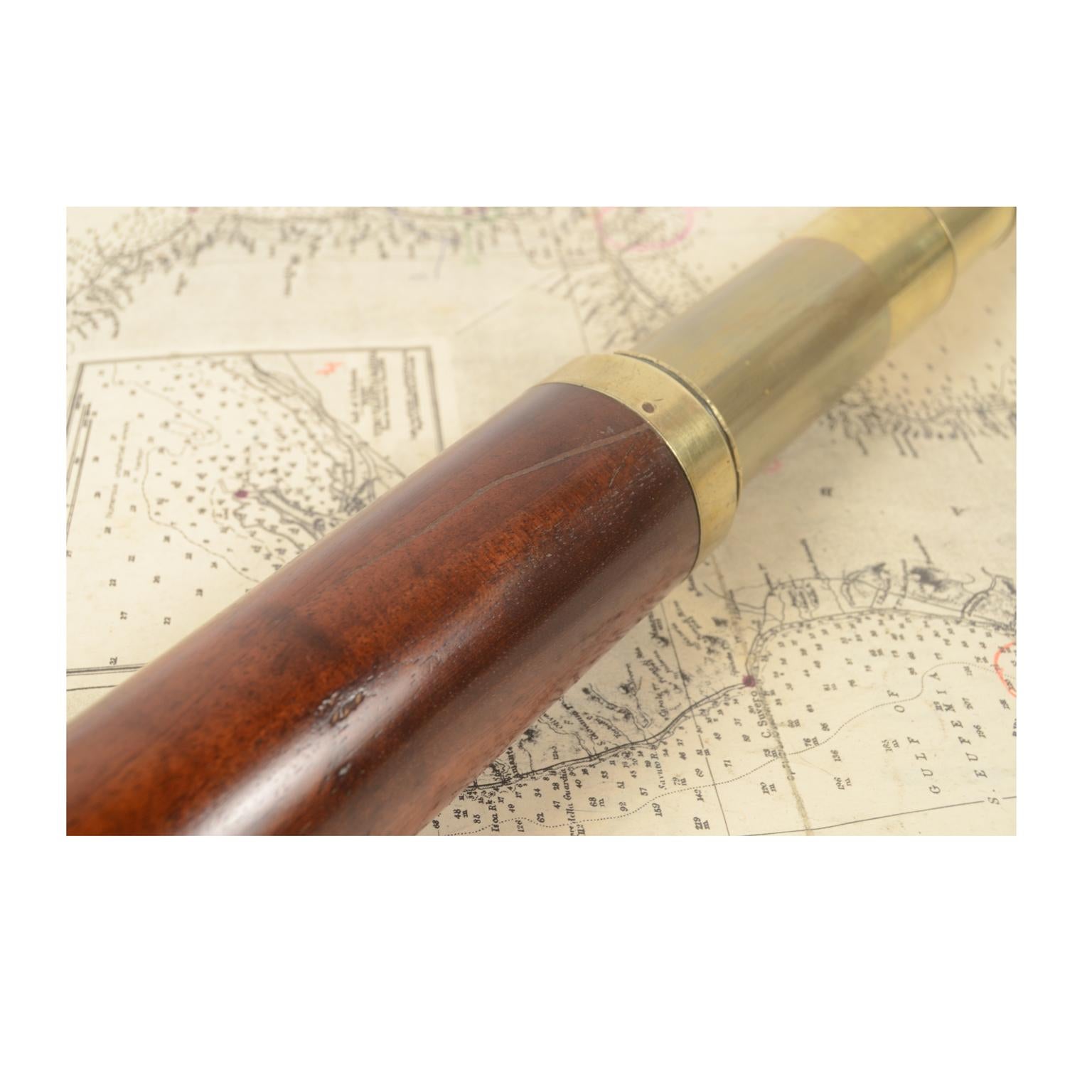 19th Century Antique Brass Telescope with Mahogany Handle English Manufacture 7
