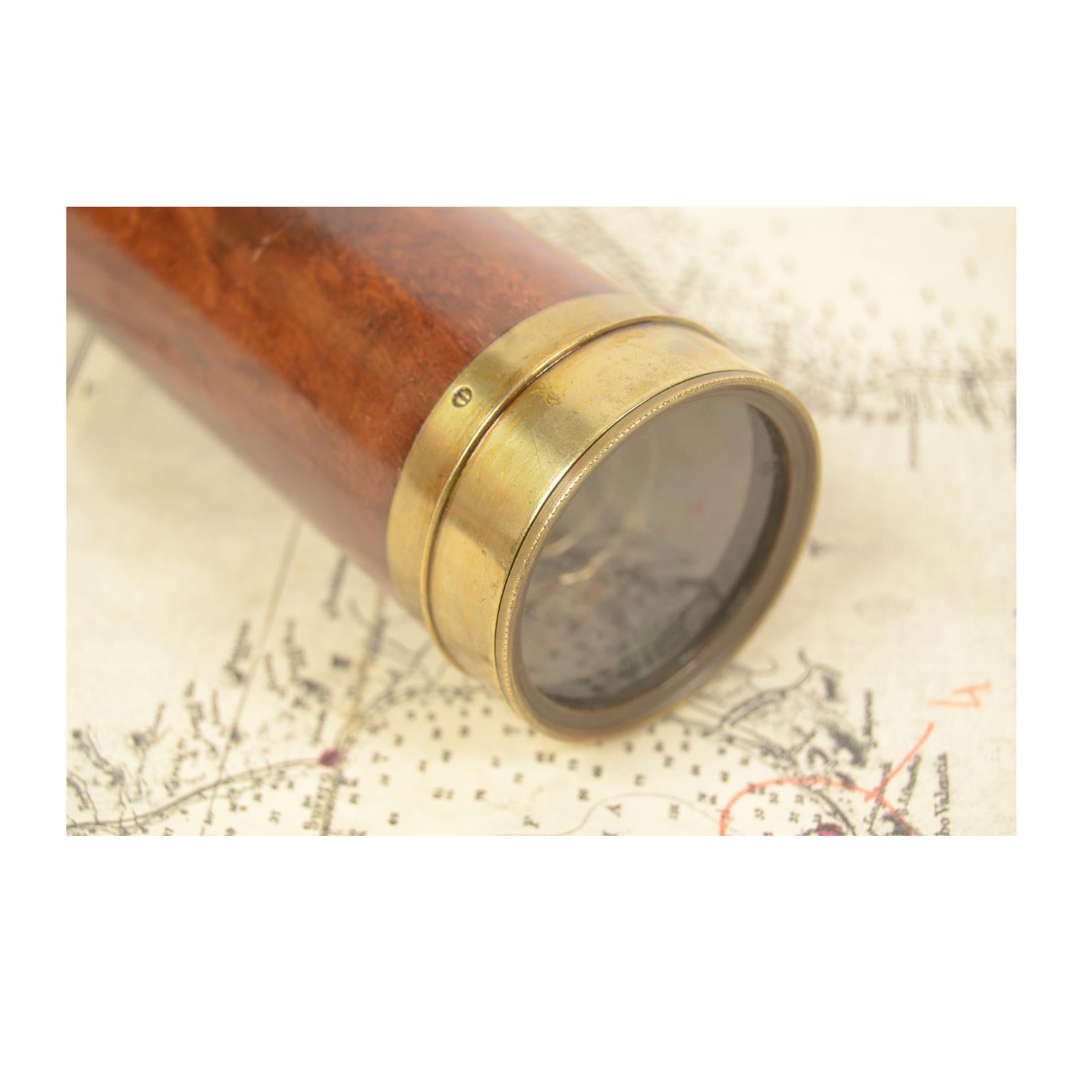 19th Century Antique Brass Telescope with Mahogany Handle English Manufacture 3
