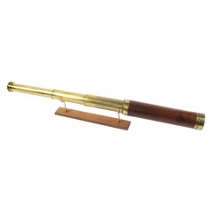19th Century Antique Brass Telescope with Mahogany Handle English Manufacture