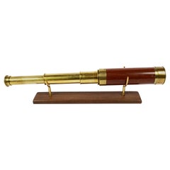 Brass Telescope with Mahogany Wooden Handle Made in UK in circa 1840