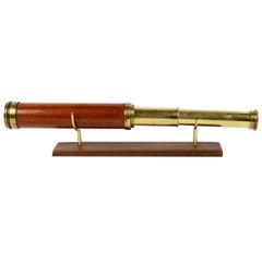 Brass Telescope with Mahogany Wooden Handle Made in UK in circa 1840