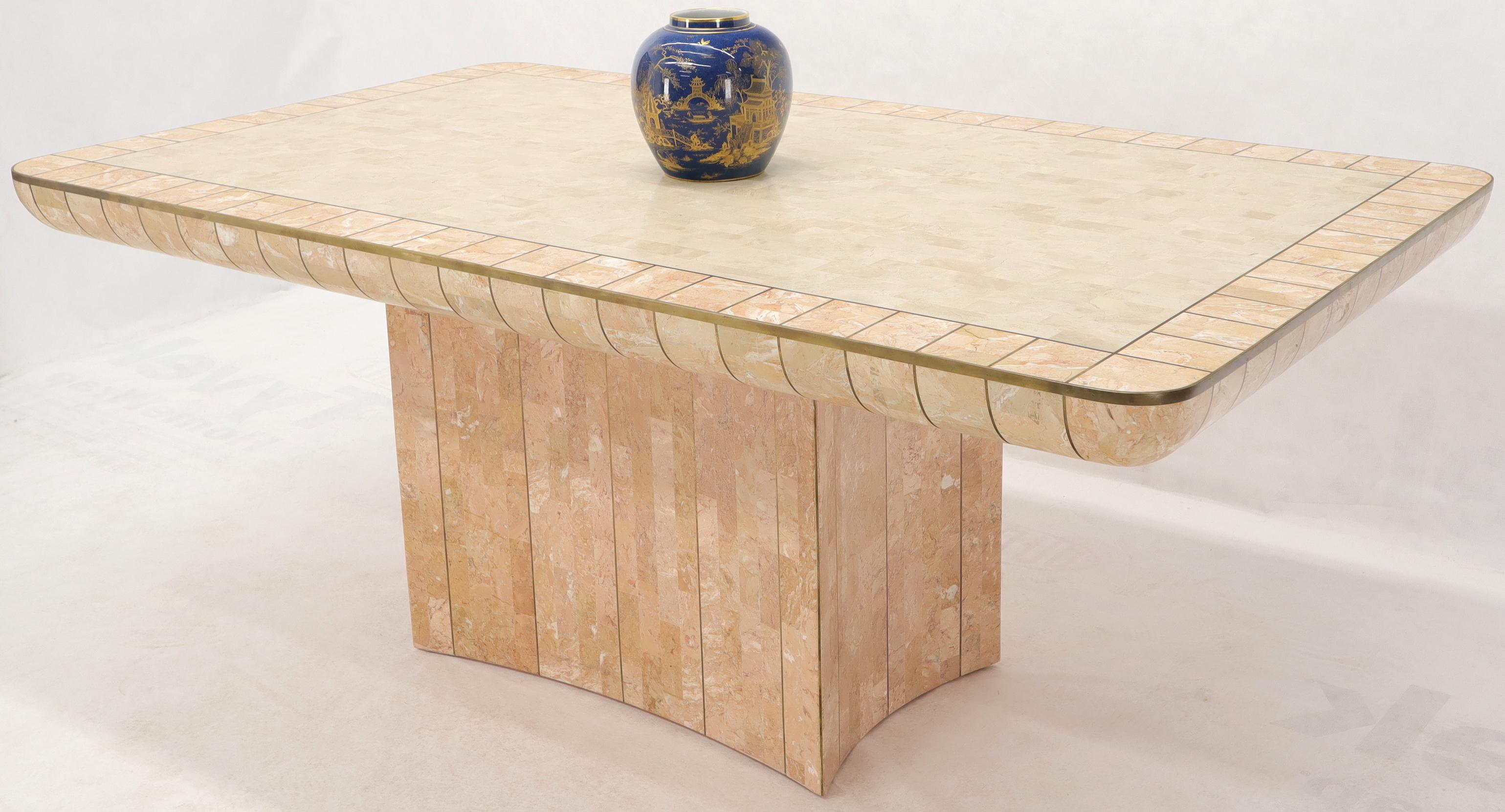 Brass & Tessellated Marble Stone Tile Top Dining Conference Tables For Sale 2