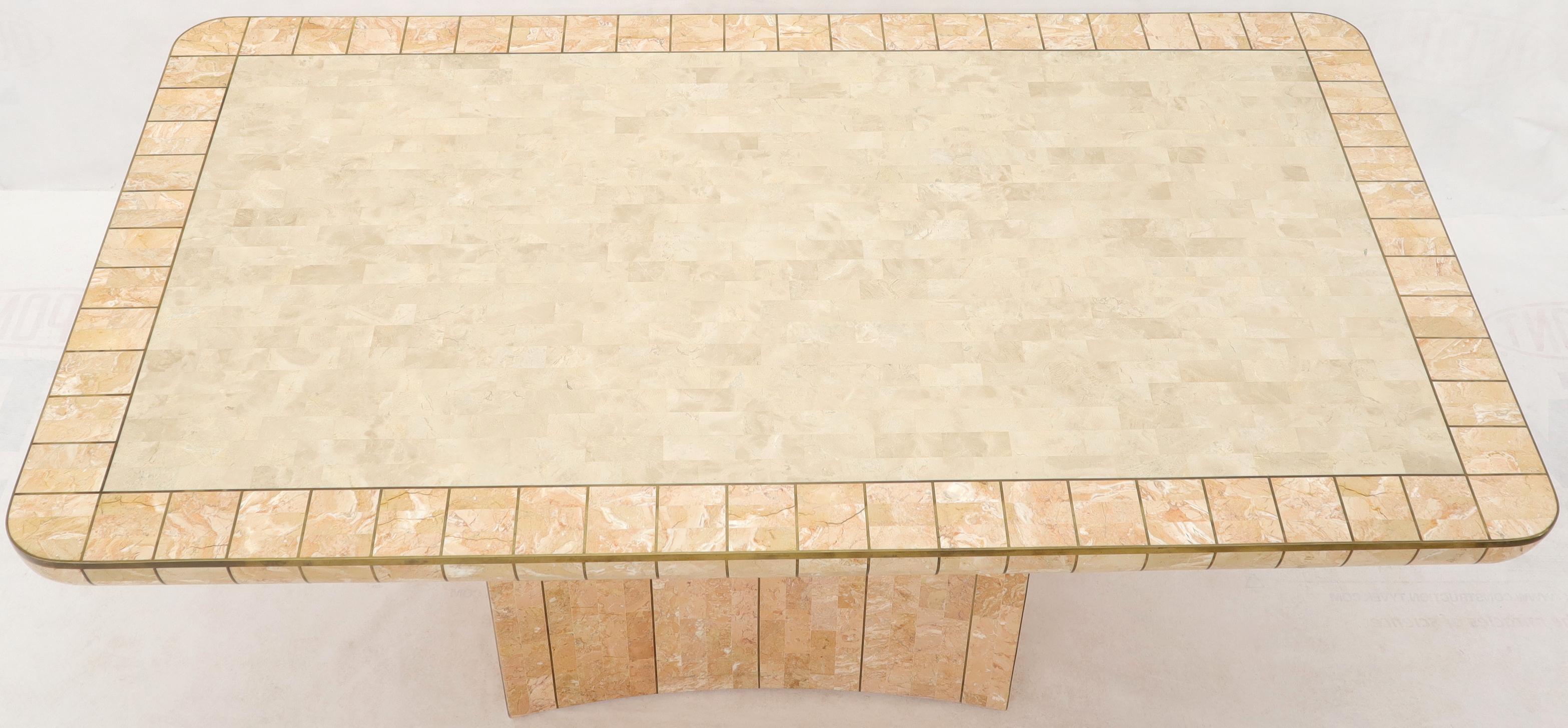 Incrusté Laiton & Table de conférence à plateau en marbre tessellé et pierre naturelle en vente