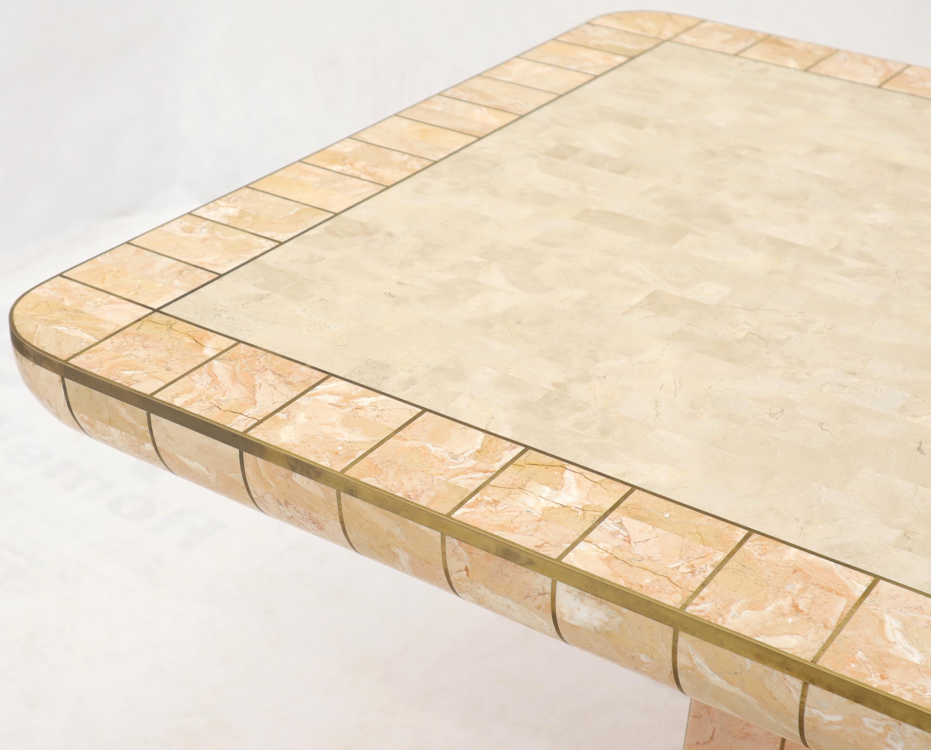 Inlay Brass & Tessellated Marble Stone Tile Top Dining Conference Tables For Sale