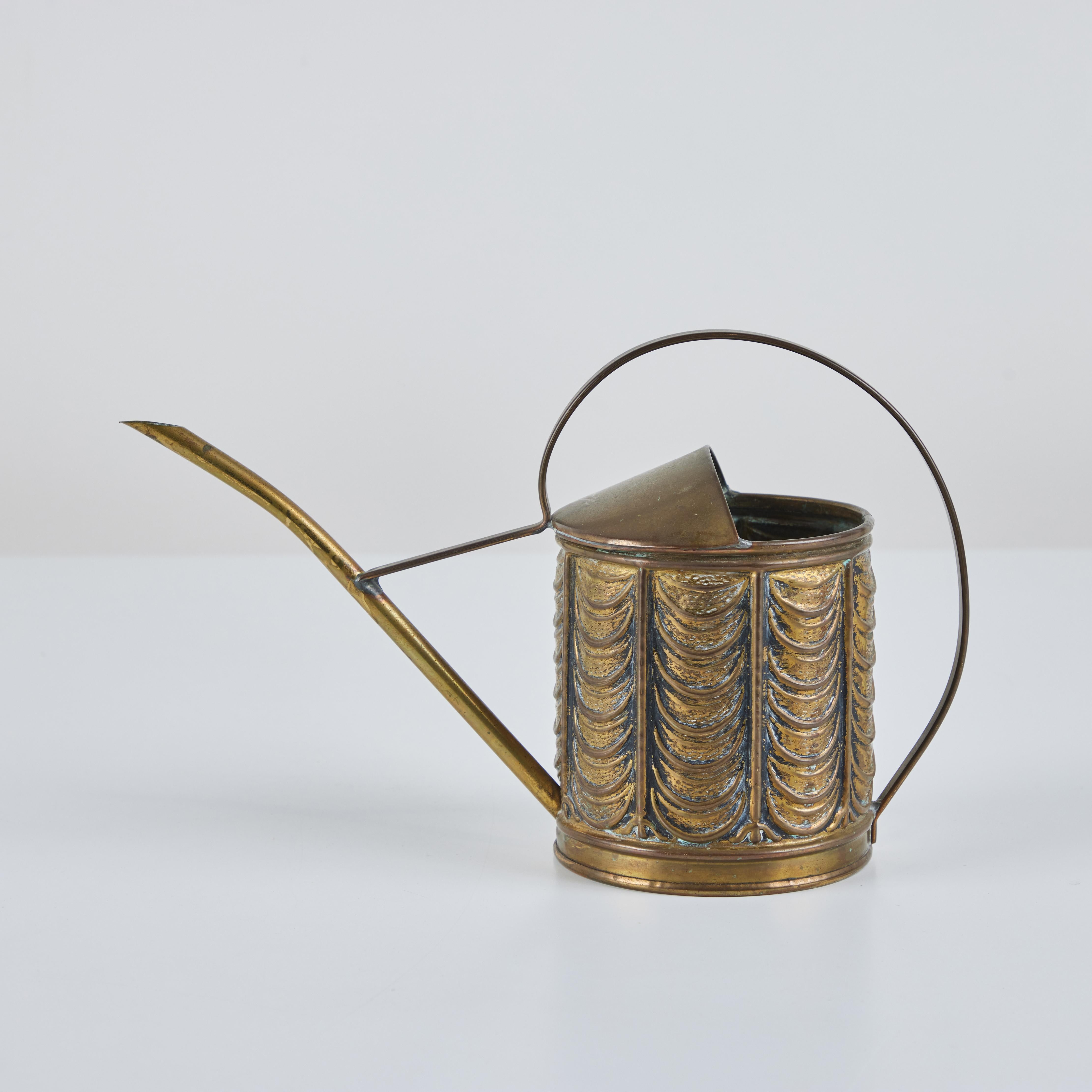 Art Deco Brass Textured Watering Can by Peerage