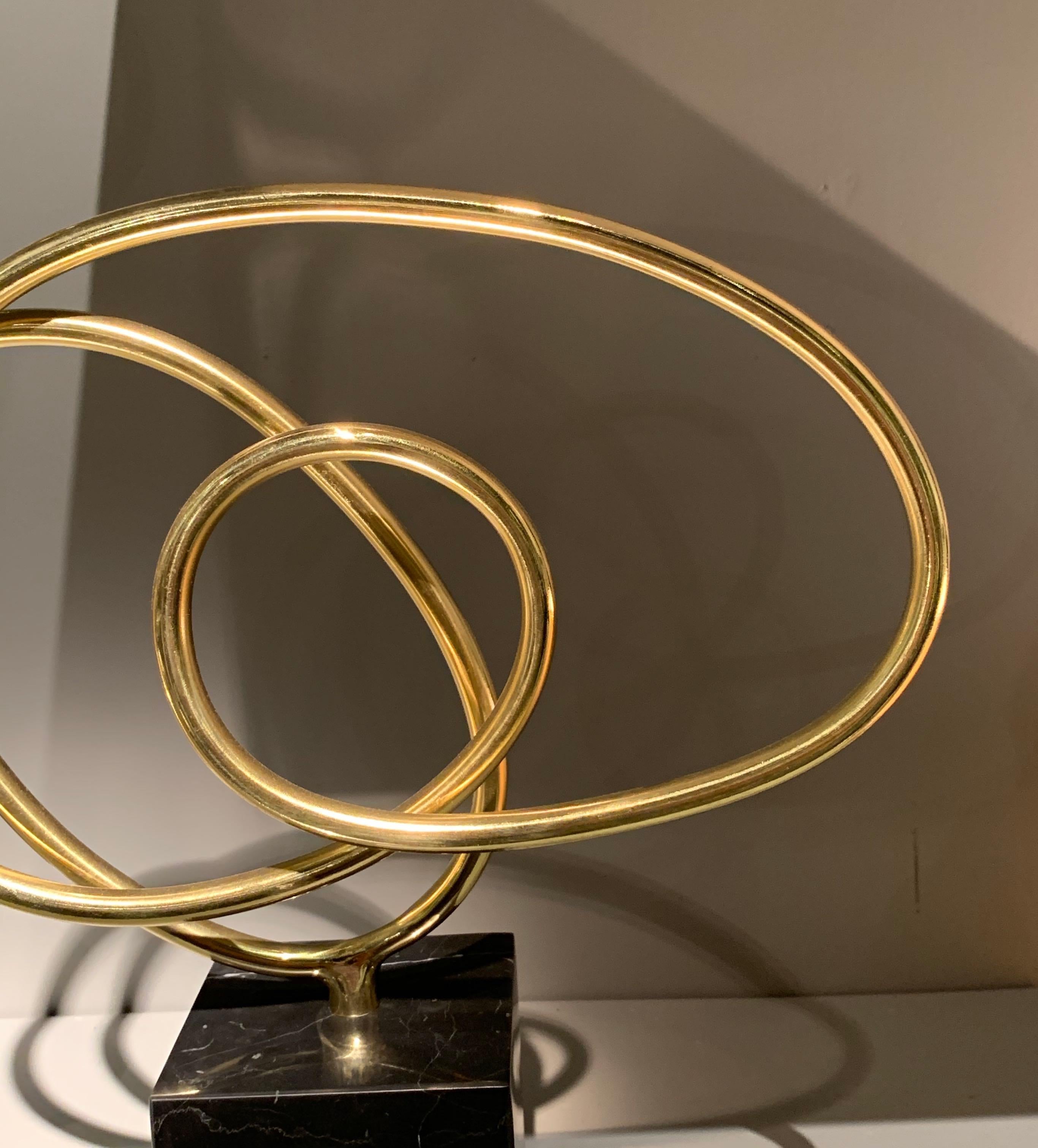 Indonesian Brass Thin Ribbon Shaped Free Form Sculpture, Indonesia, Contemporary For Sale