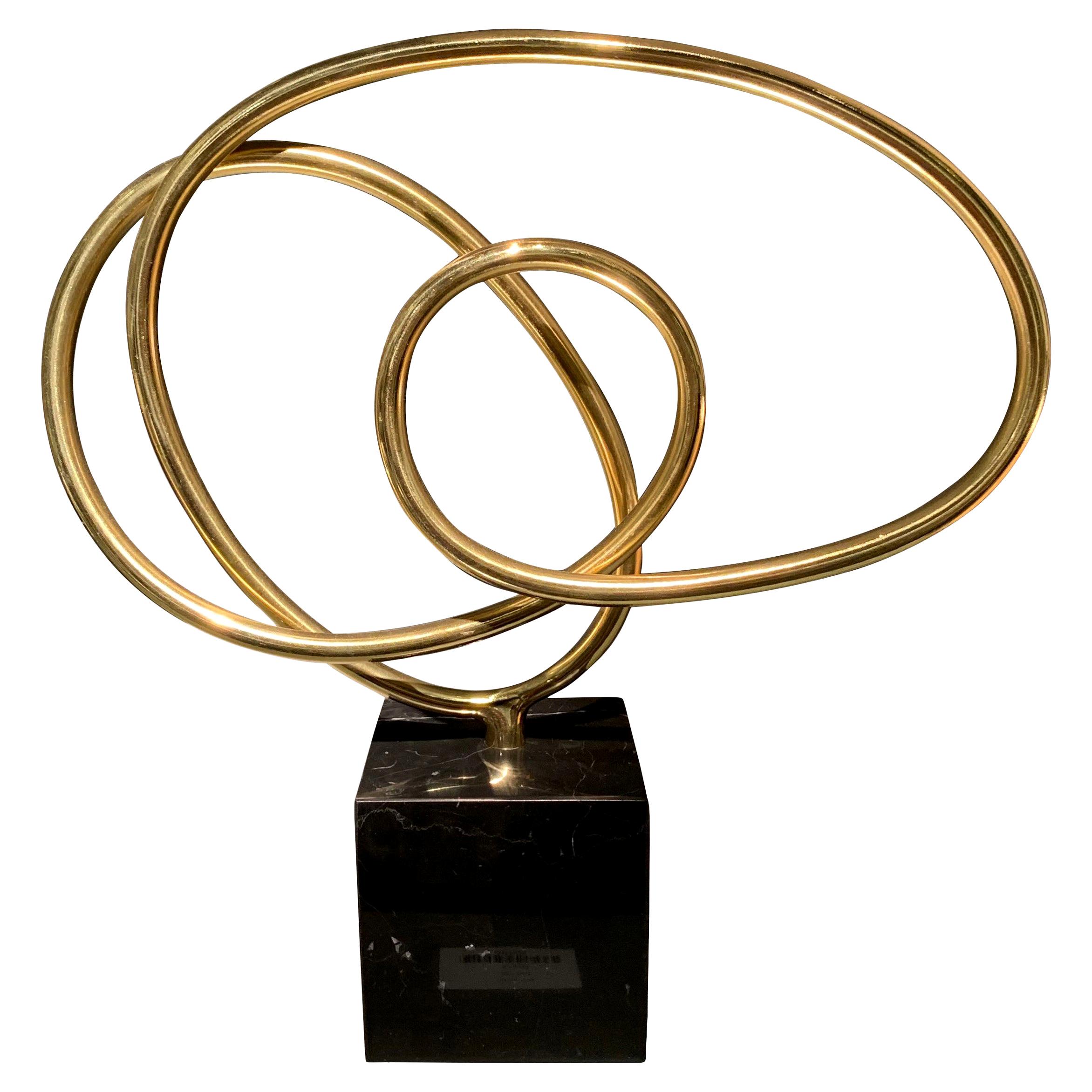 Brass Thin Ribbon Shaped Free Form Sculpture, Indonesia, Contemporary For Sale