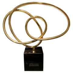 Brass Thin Ribbon Shaped Free Form Sculpture, Indonesia, Contemporary