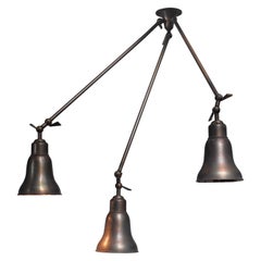 Brass Three-Armed Ceiling Lamp, Italy, 1940s