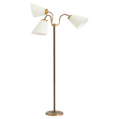Brass Three-Armed Floor Lamp
