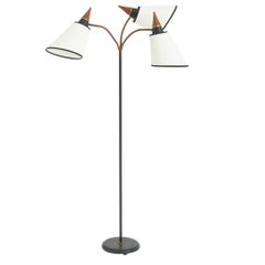 Brass Three-Armed Reading Floor lamp