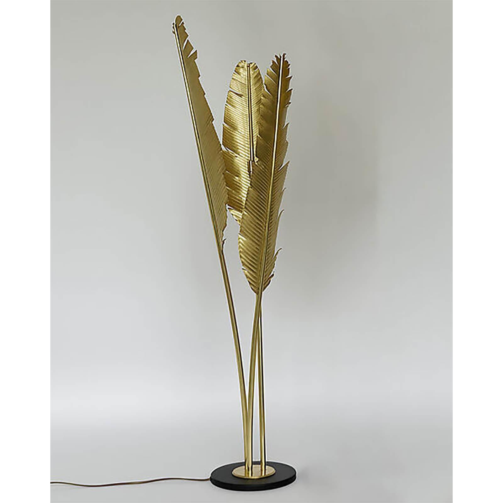 Hand-Crafted Brass Three Leaves Floor Lamp in the Manner of Maison Jansen For Sale
