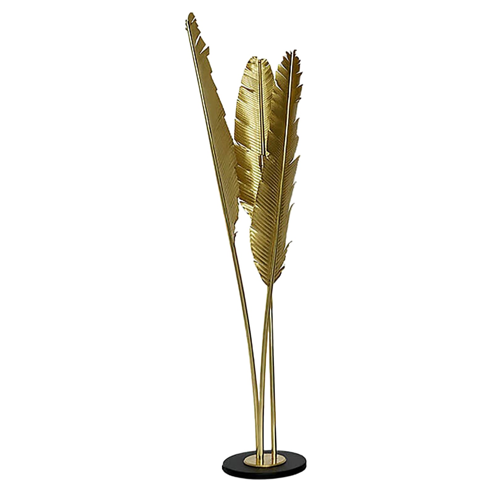 Brass Three Leaves Floor Lamp in the Manner of Maison Jansen