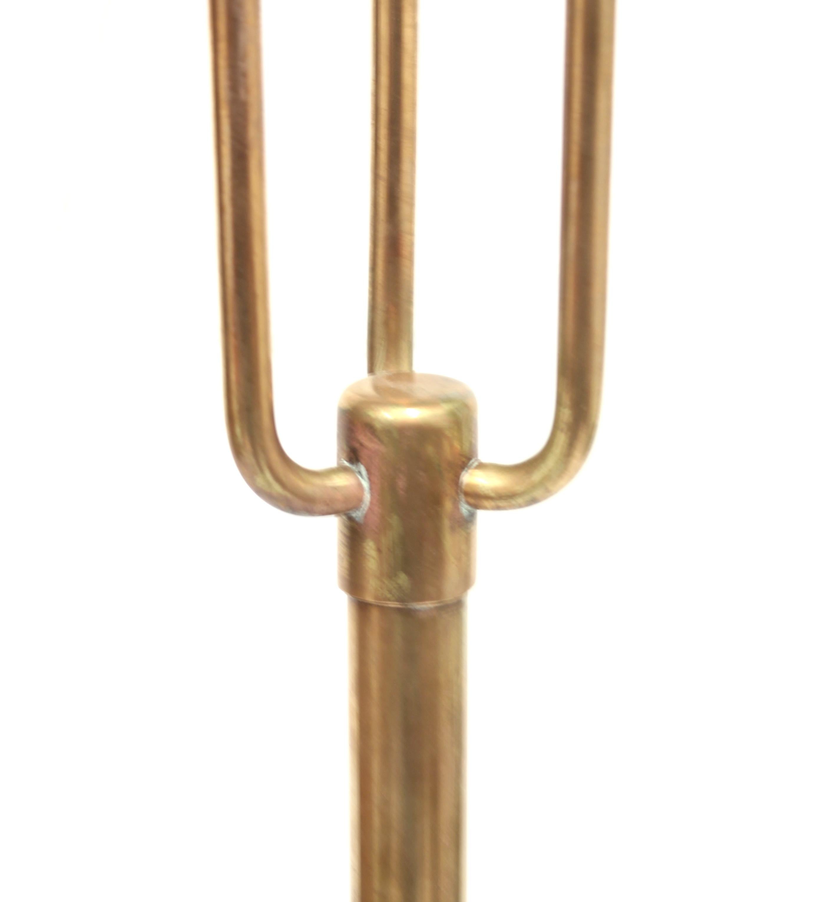 Brass Three-Light Floor Lamp, 1940s 5