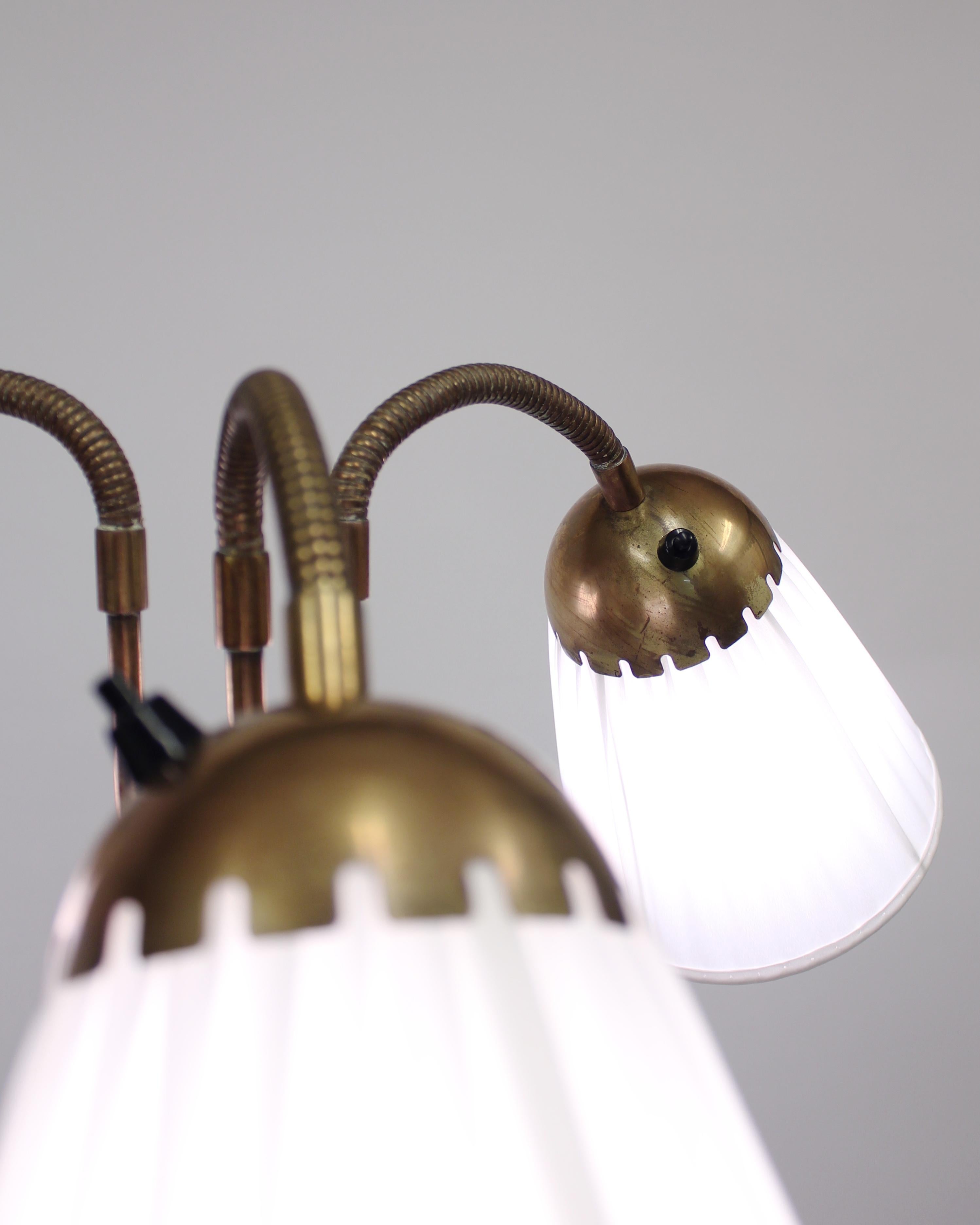 Brass Three-Light Floor Lamp, 1940s 2