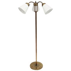 Brass Three-Light Floor Lamp, 1940s
