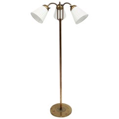 Vintage Brass Three-Light Floor Lamp, 1940s