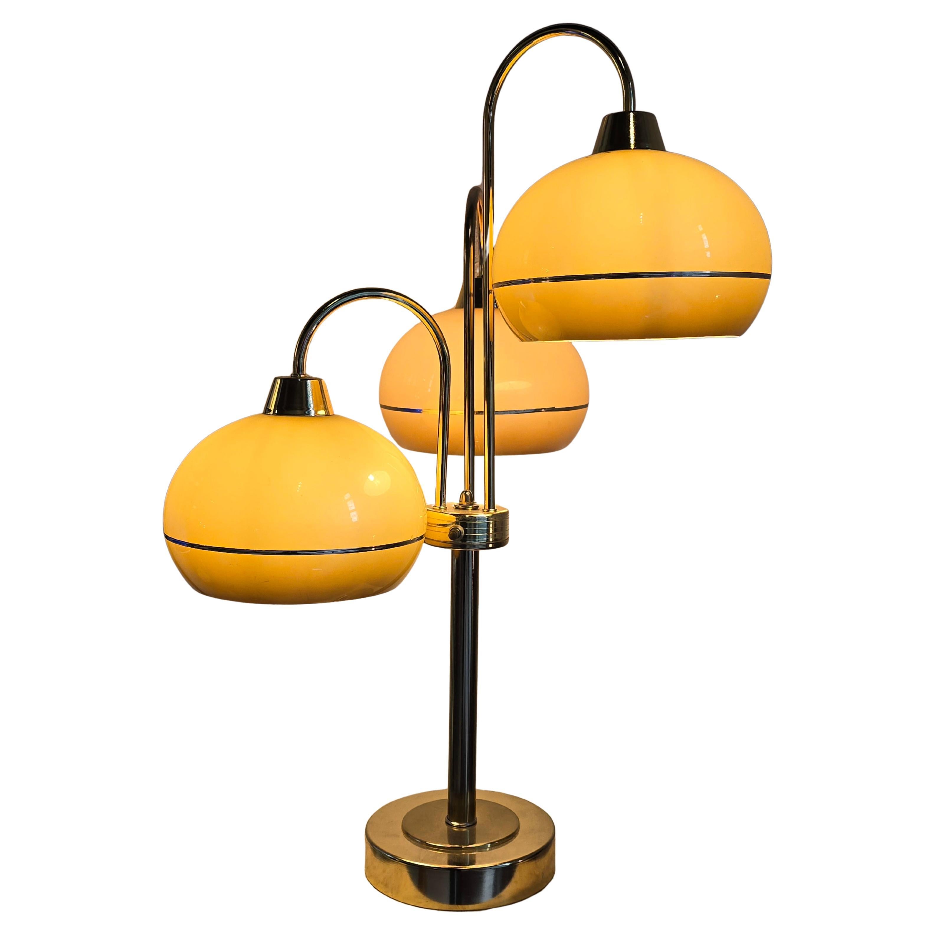 Brass Three Shade Tiered 1970s Table Lamps