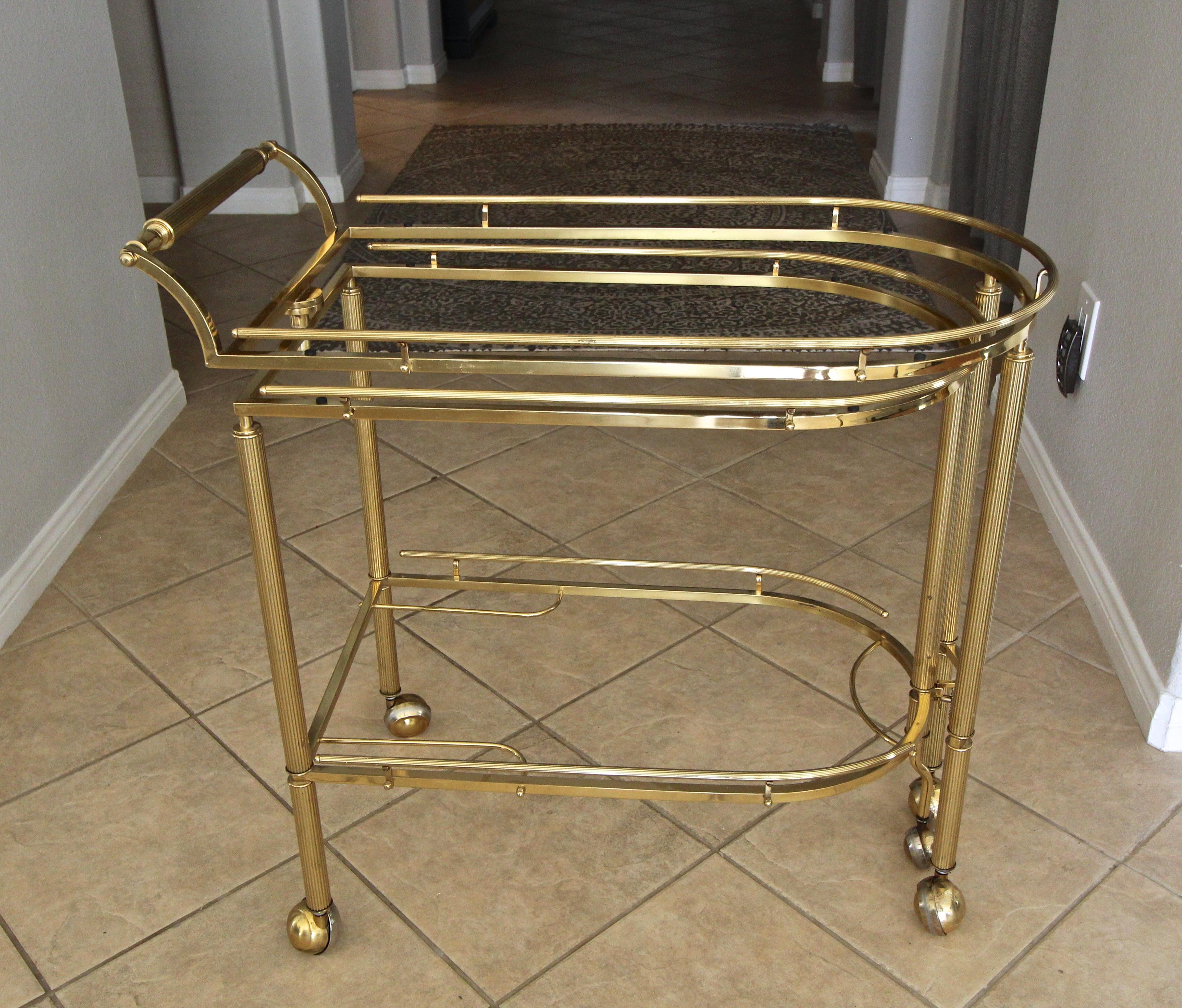 Brass Three-Tier Swivel Italian Bar Serving Cart 12