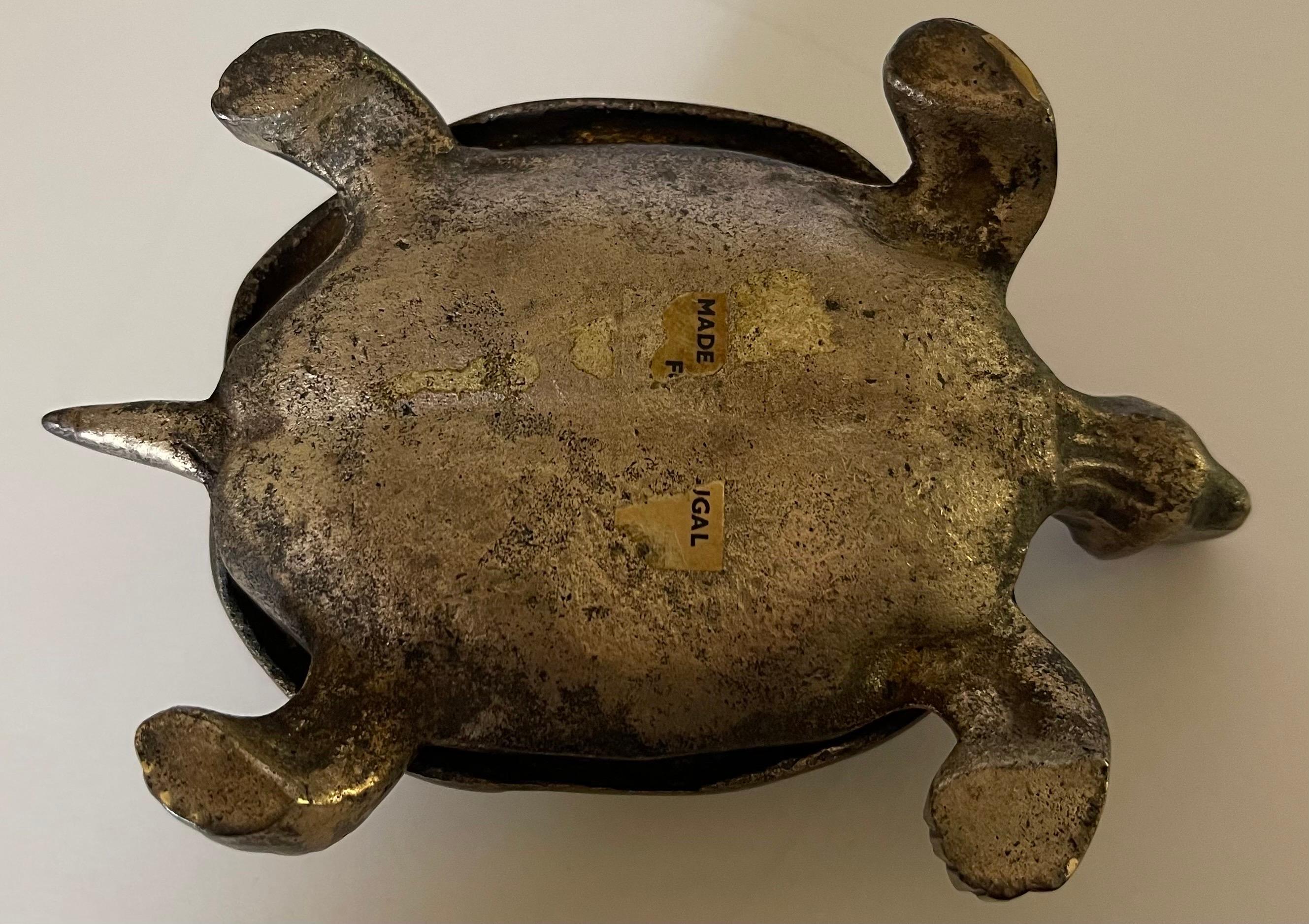 Brass Three Tier Turtle Heavy Box For Sale 4
