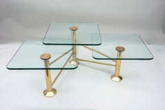 Brass Three Tiers Coffee Table, Italy, 1960