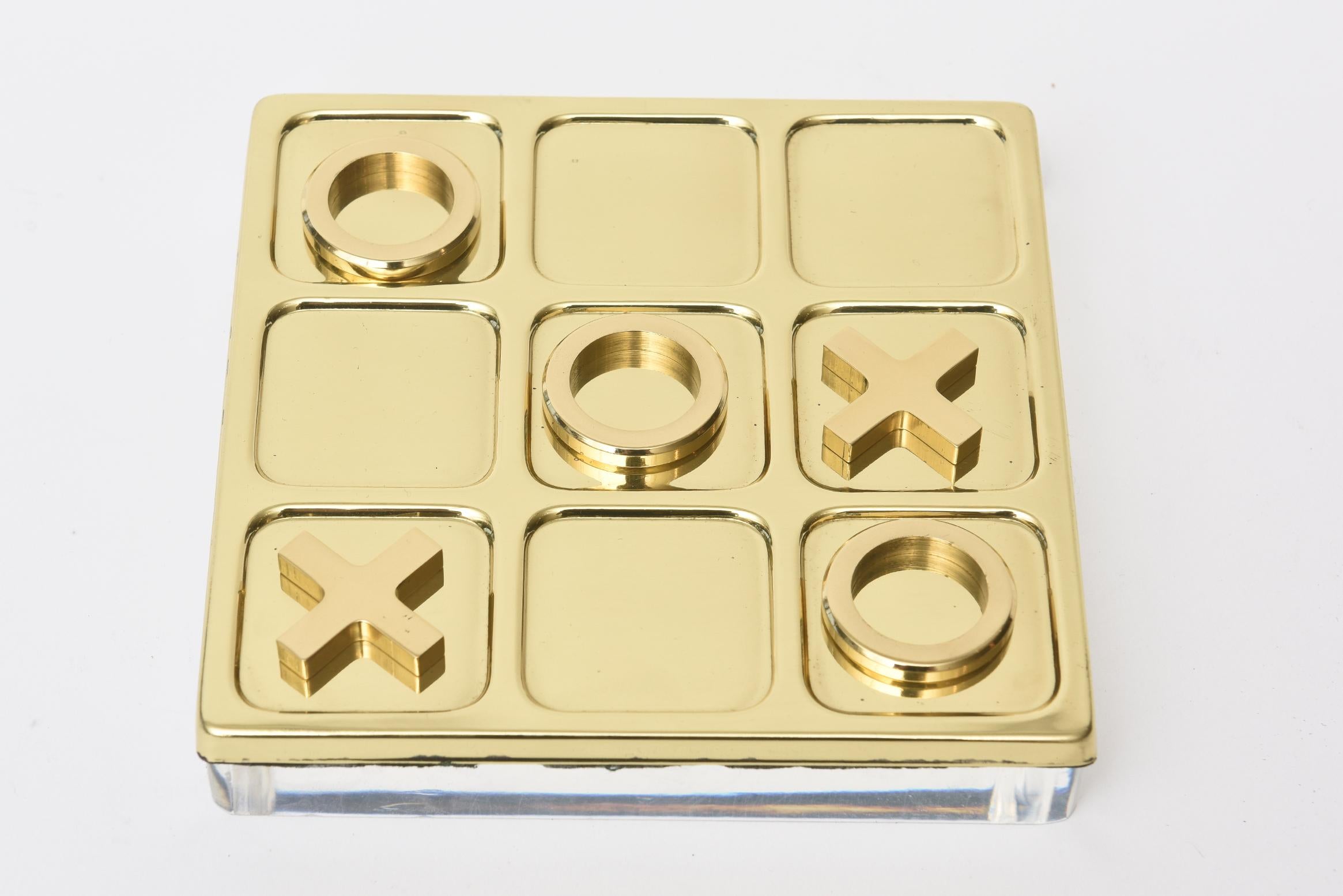 Brass Tic Tac Toe Game Mid-Century Modern In Good Condition In North Miami, FL