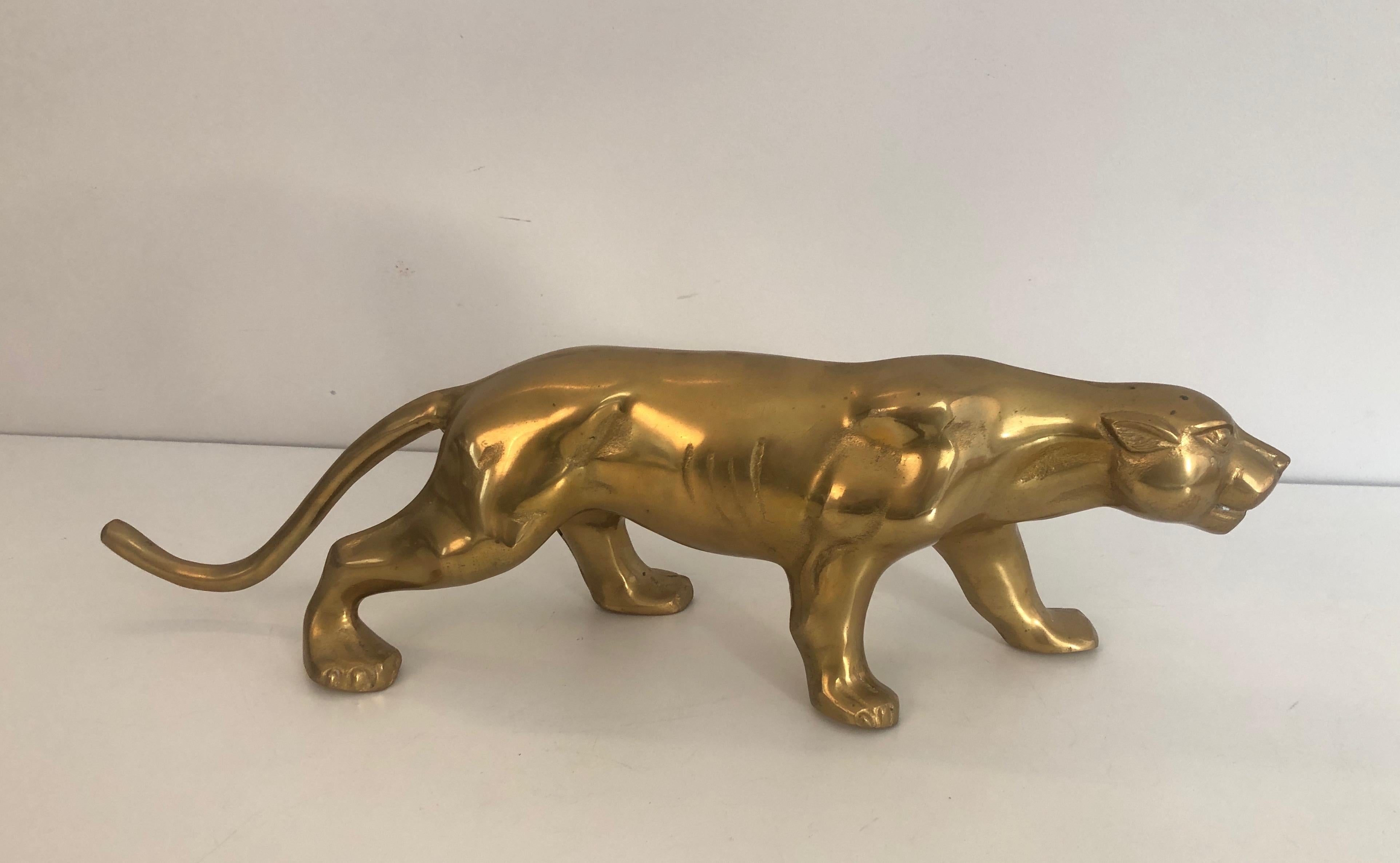 Brass Tiger Sculpture, French, Circa 1970 For Sale 6