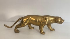 Brass Tiger Sculpture, French, Circa 1970