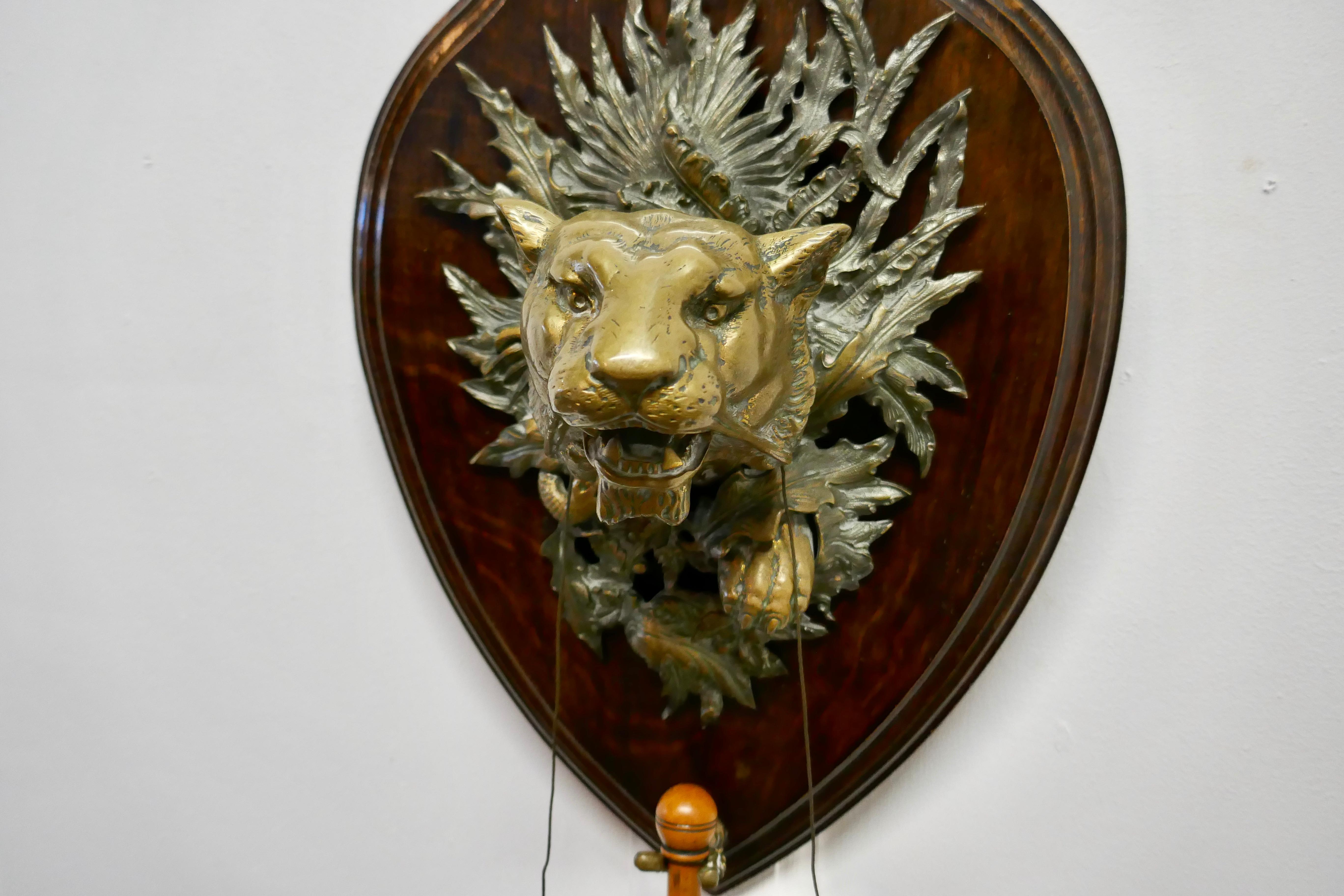 Beaux Arts Brass Tiger’s Head Dinner Gong by William Tonk & Son