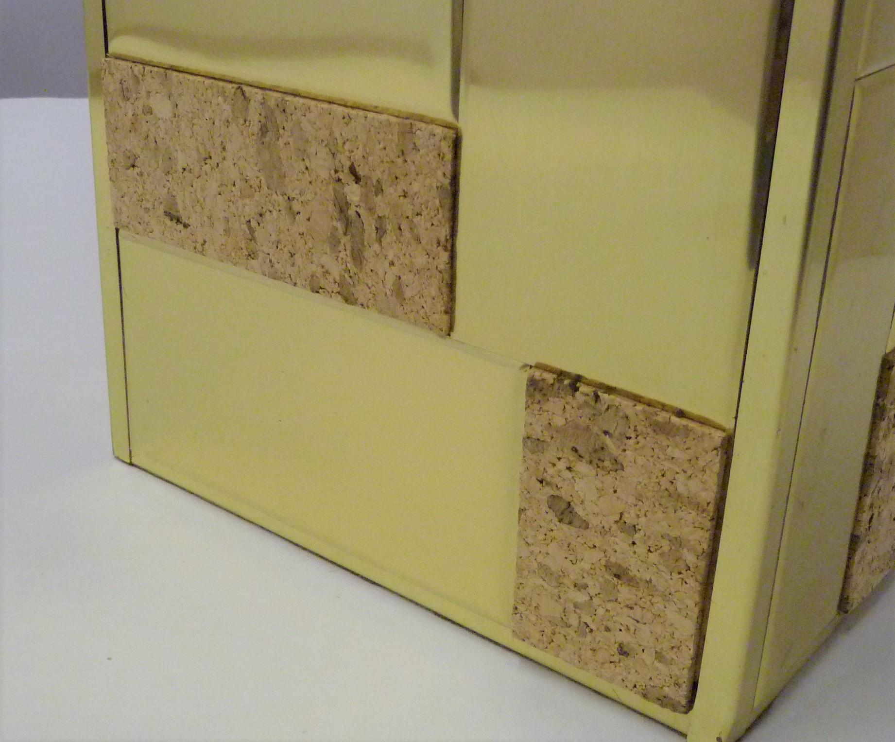 Brass Tile and Cork Paul Evans Cityscape Style 1970s Organic Modern Table Lamp 7
