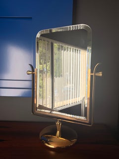 Brass Tilting Vanity Mirror Attributed to Charles Hollis Jones