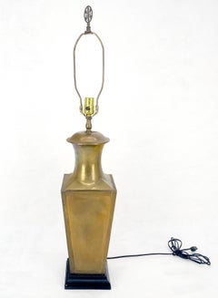 Brass Tin Forged Table Lamp Square Cup Vase Shape MINT