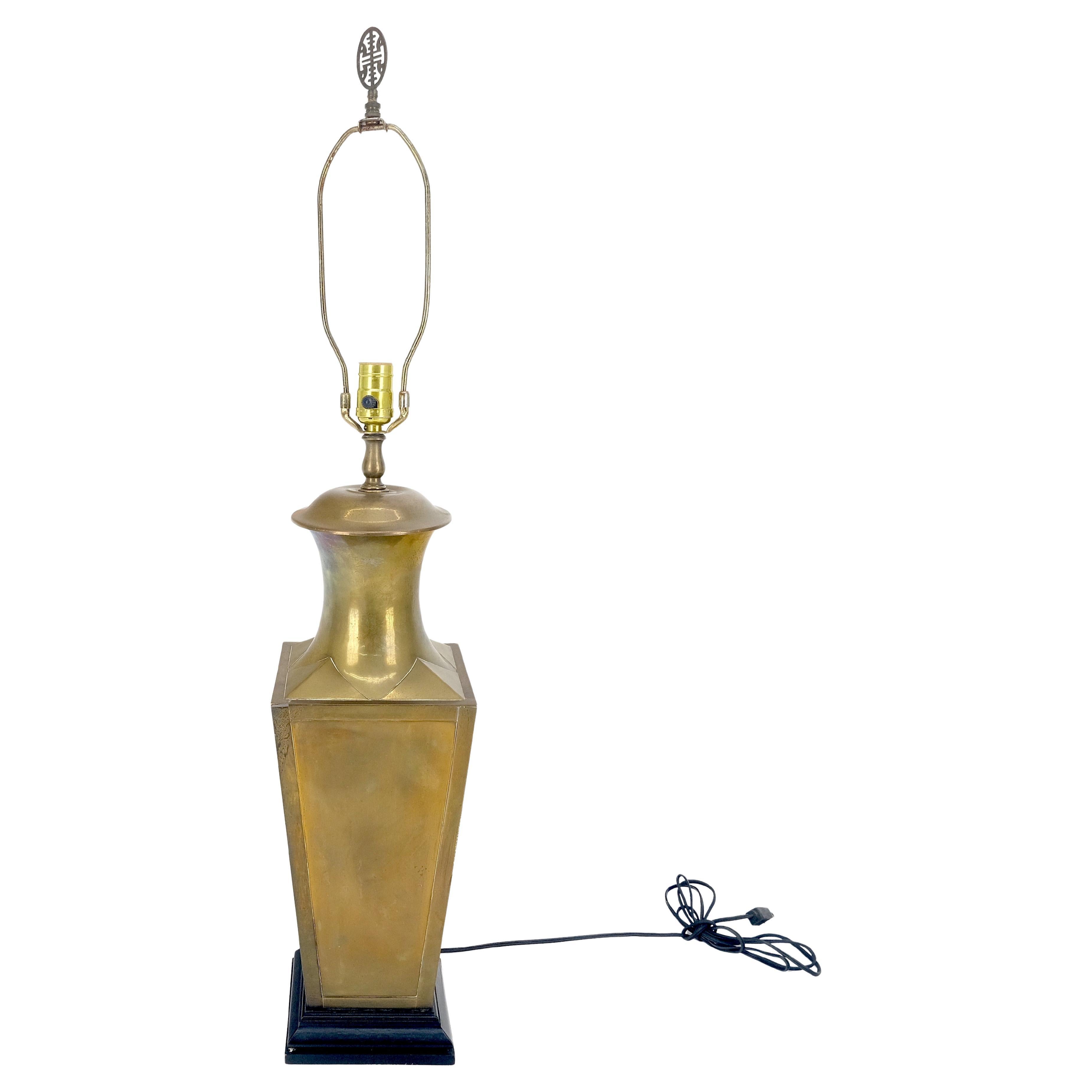 Brass Tin Forged Table Lamp Square Cup Vase Shape MINT