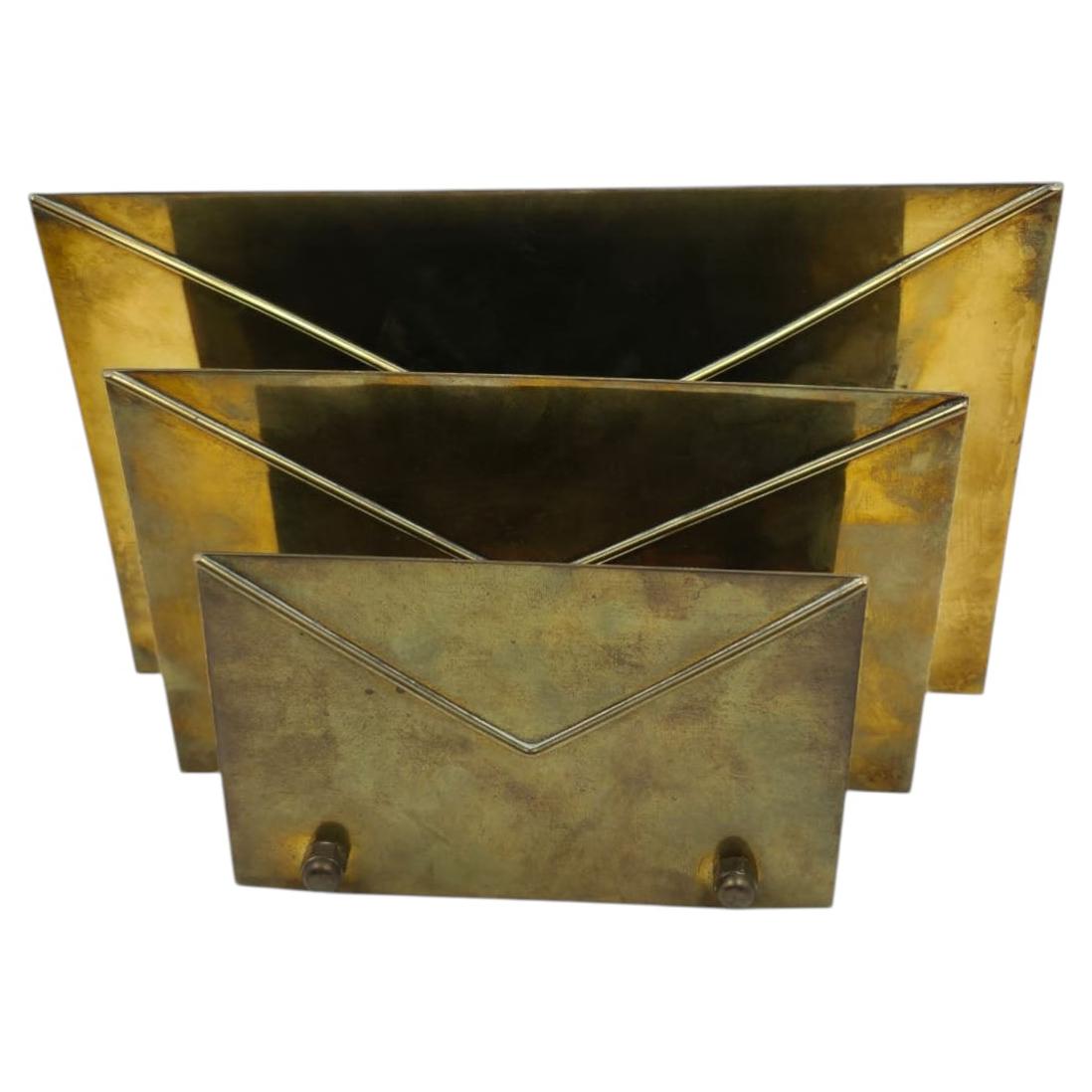 Brass Toilet Roll Holder Attributed to Maria Pergay, France, circa 1970