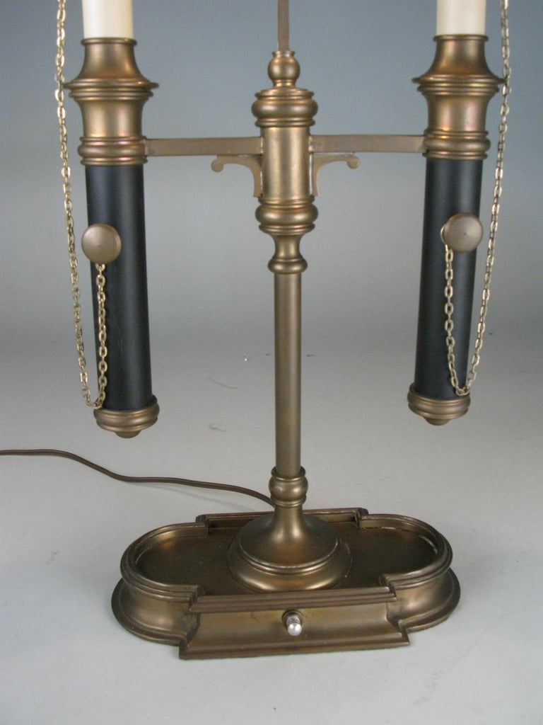 American Brass & Tole Empire Style Bouillotte Table Lamp For Sale