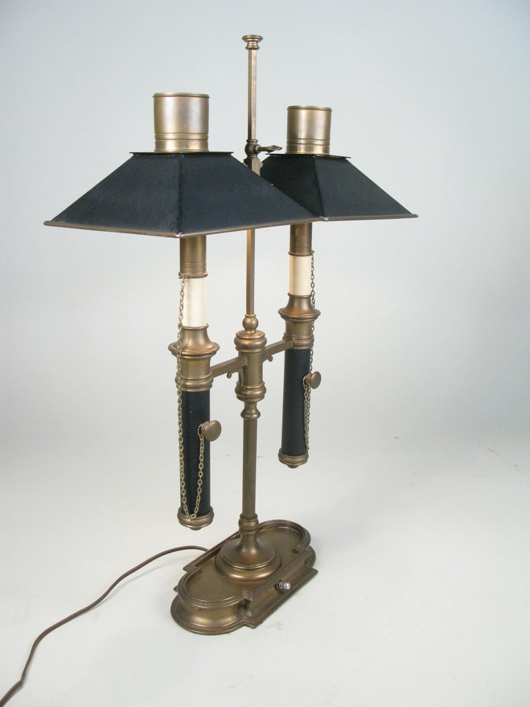 Brass & Tole Empire Style Bouillotte Table Lamp For Sale 1