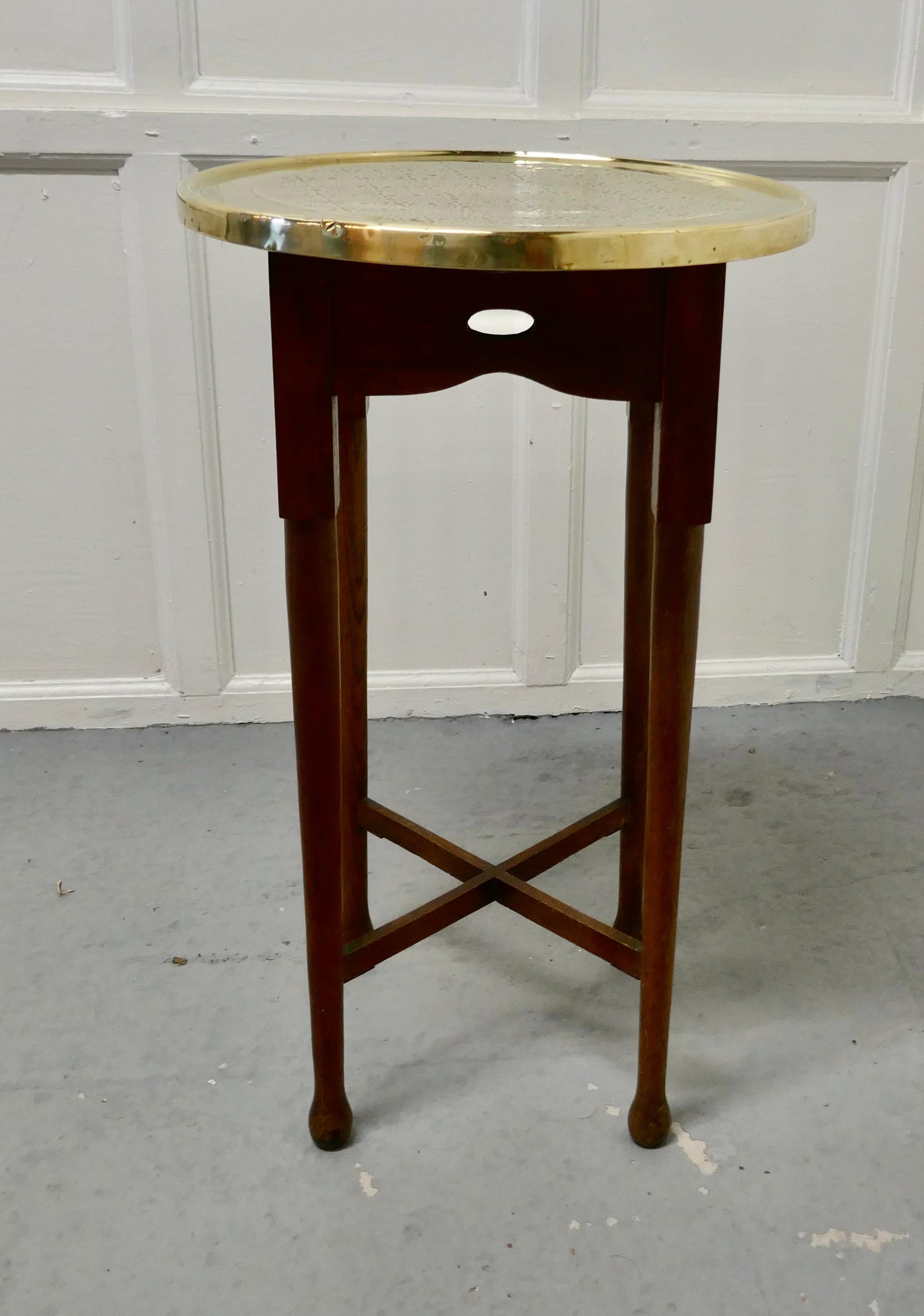 Arts and Crafts Brass Top Coffee Table or Occasional Table