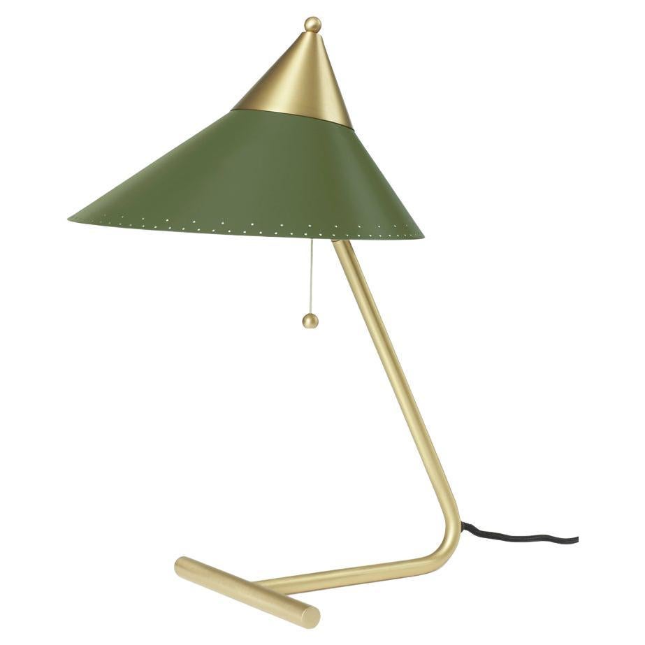 Brass Top Pine Green Table Lamp by Warm Nordic