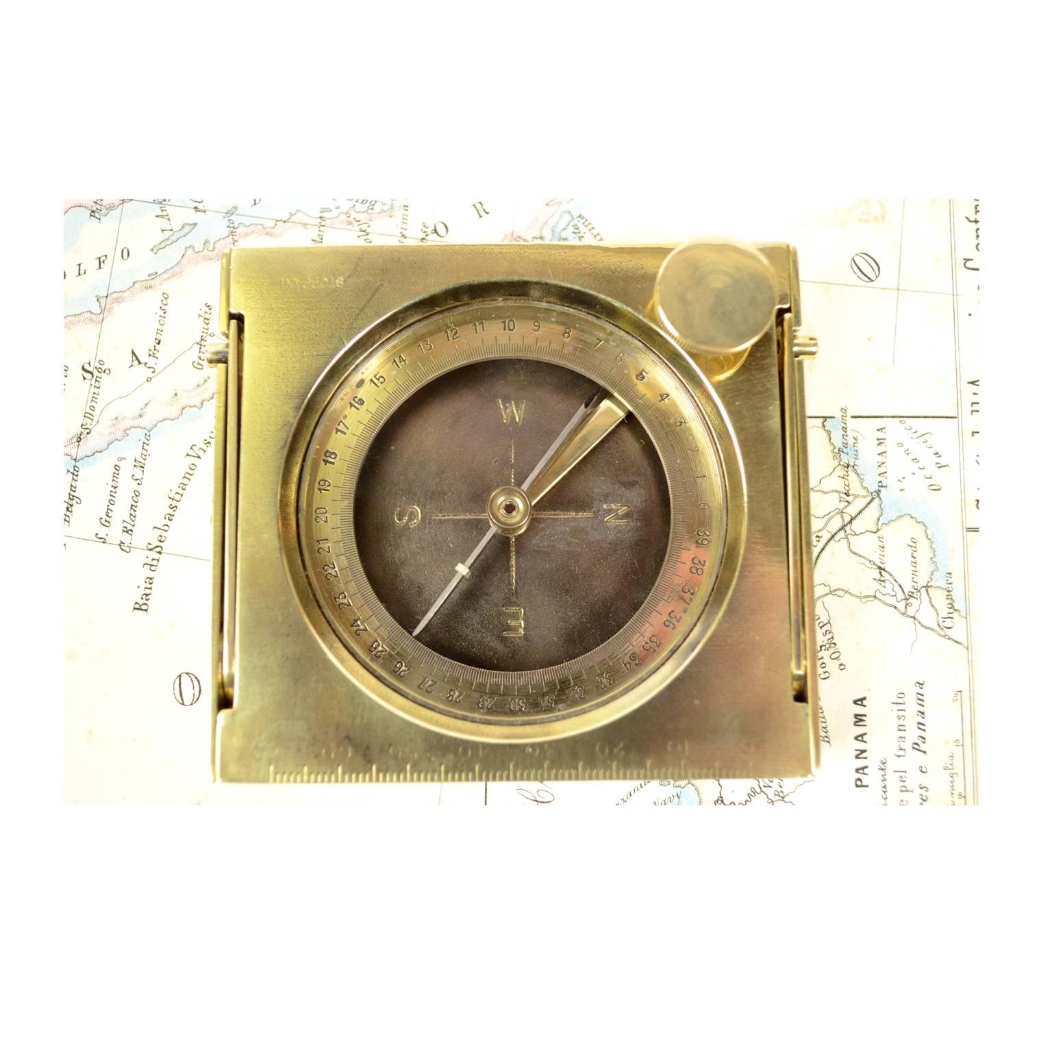 Brass Topographic Compass Placed in Its Original Walnut Box 5