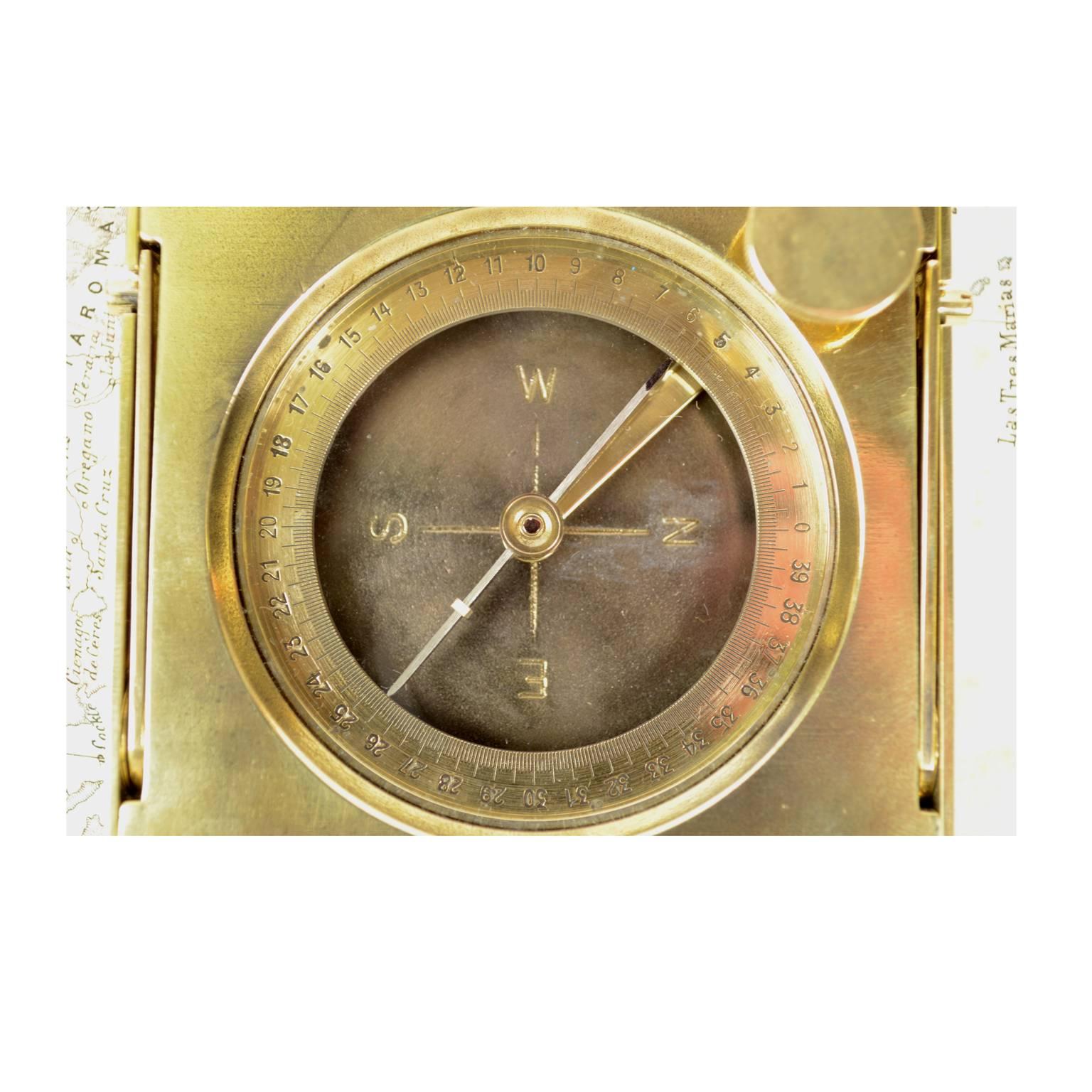 Brass Topographic Compass Placed in Its Original Walnut Box 9