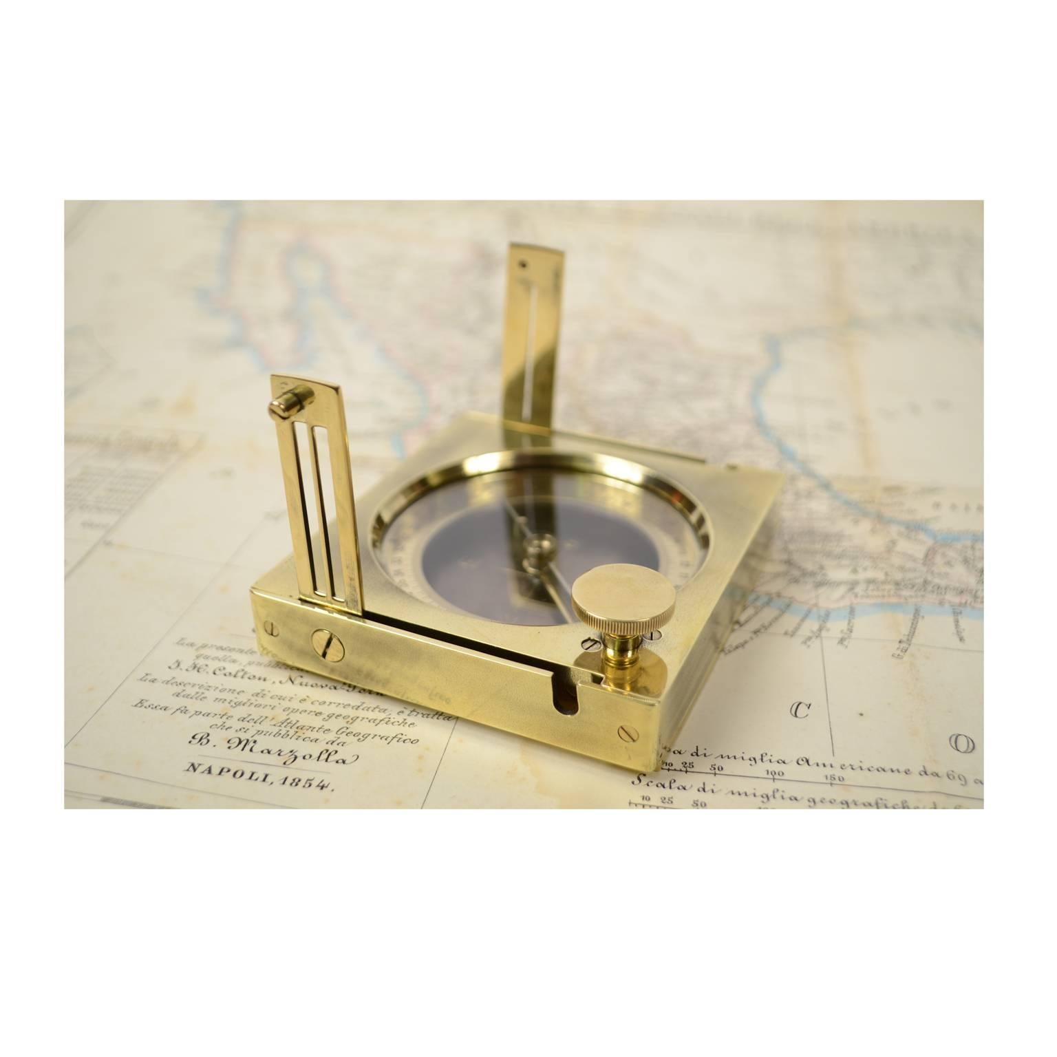 Brass Topographic Compass Placed in Its Original Walnut Box 2