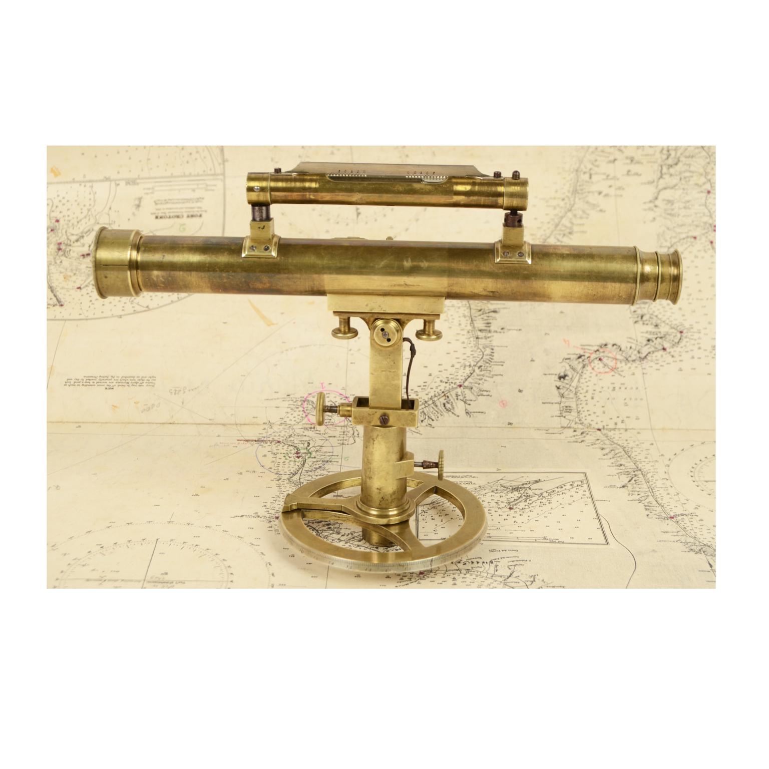 1805 Milan Brass Topographic Level signed Pasquale Cittelli with its Walnut Box 7