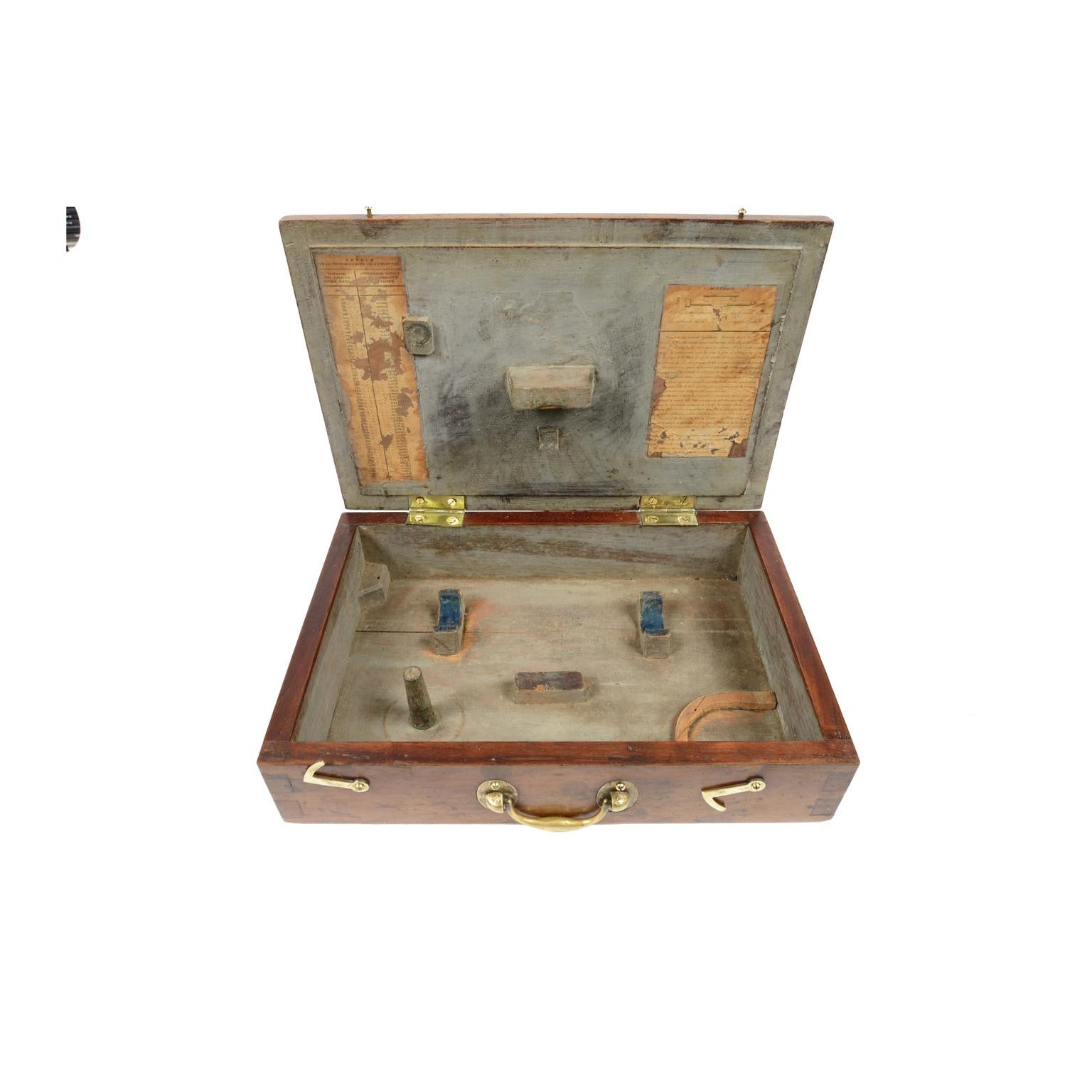 1805 Milan Brass Topographic Level signed Pasquale Cittelli with its Walnut Box  For Sale 8